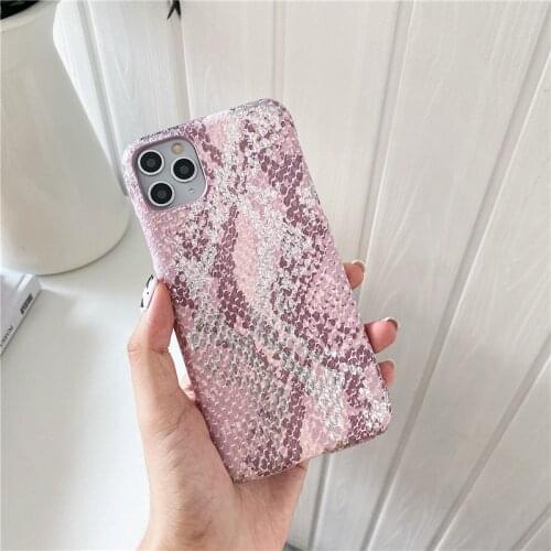 Retro Luxury Snake pattern pink girls japanese Phone Case For iPhone 12 11 Pro Max Xr Xs Max 7 8 Plus 7Plus case Cute Soft cover
