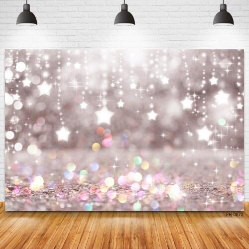 Pink Silver Glitter Star Photography Backdrop Shiny Bokeh Banner Background For Photo Studio Happy Birthday Party Baby Photocall