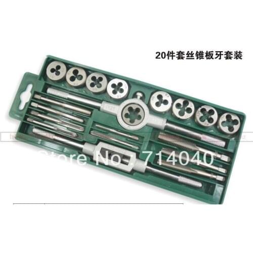 Hand Threading M3~M12 tap die set, metric dies thread tap tool set, 20 pc kit