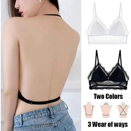 2Pcs Sexy Sport Yoga Bras Women Summer Bralette U Backless Lace Bra Polka Dot Mesh Ultra Thin Underwear Leisure Lingerie Tops