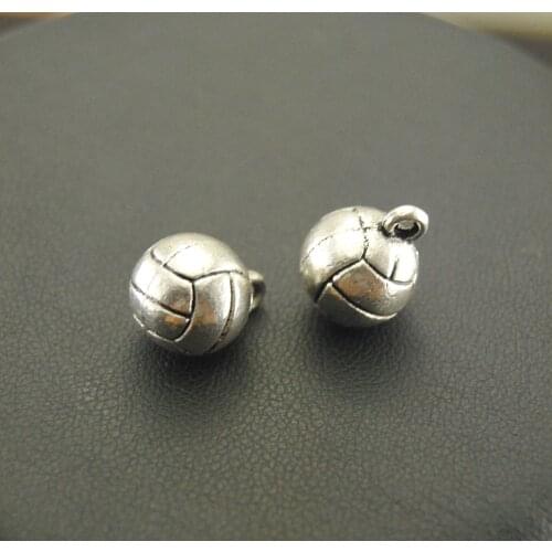 5 Pc Silver Color 3D Volleyball Charms Jewelry Making DIY Handmade Craft 14x11mm A835