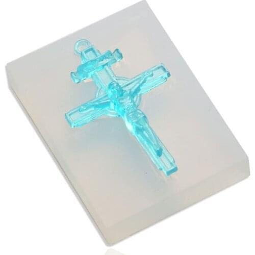 Silicone Mold Vintage Cross Jesus Jewelry Beading Casting Mold,Clear Resin Casting Mold Crystal Cross Pendant Handmade Soap Mold