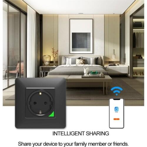 Dropship Smart Wall Socket Tuya Smart Life APP Voice Remote Control EU 16A Wifi Power Plug Works With Google Home Alexa IFTTT