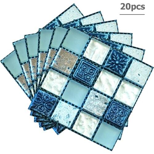 20pcs/set Home DIY Waterproof Thicken PVC Self Adhesive 3D Wall Stickers Mosaic Tile Decal For Bathroom Kitchens Glass Window