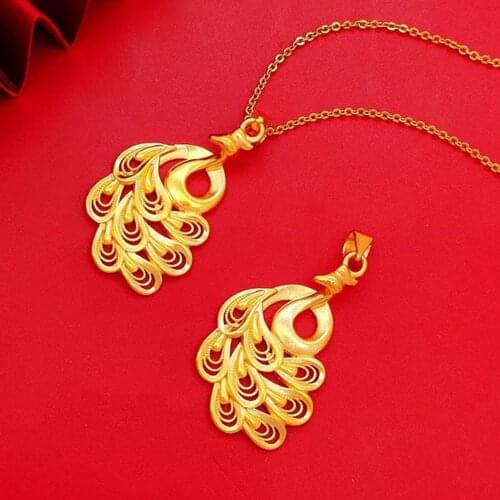 Phoenix Pendant Chain Charm Women Jewelry Yellow Gold Filled Classic Animal Wedding Party Gift