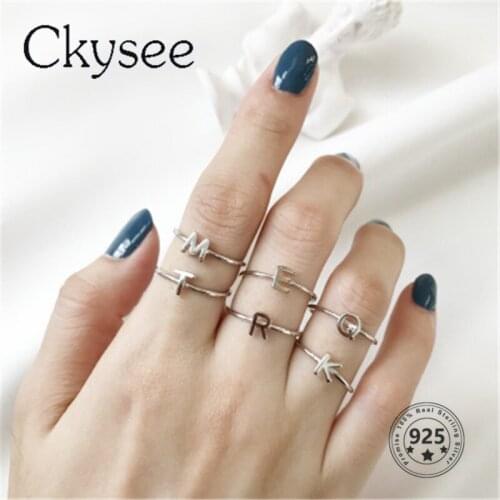 Ckysee Korean Design 925 Sterling Silver English Letter Ring Original For Women Hand-wound Tail Rings Fashion Jewlery