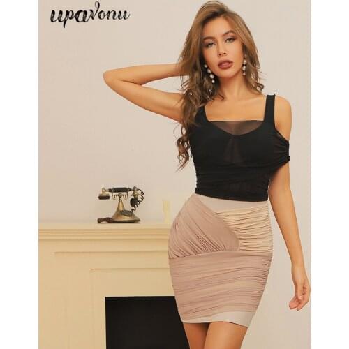 Free Shipping 2021 Summer Womens Mesh Bandage Dress Sexy Strap Card Shoulder Bodycon Draped Dress Celebrity Party Dress Vestido