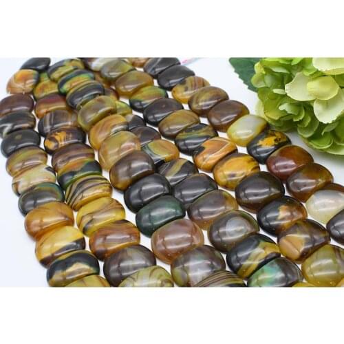2 strands/lot 34mm Natural Smooth green Irregular Square Agate stone beads For DIY Bracelet Necklace Jewelry Making Strand 15"