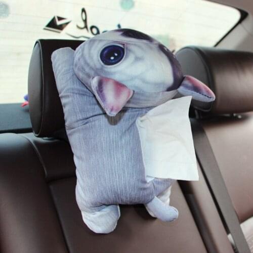3D Animal Tissue Box Cover Plush Toy Husky Tissue Box Napkin Holder For Car Seat/Hanging Type Paper Towel Dispenser Servilletero
