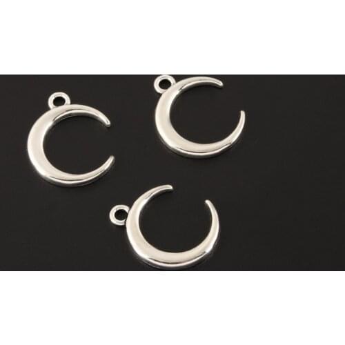 50pcs Alloy Meniscus Moon Charm Retro Silver Color Sky Pendants Handmade Jewelry Making Accessories