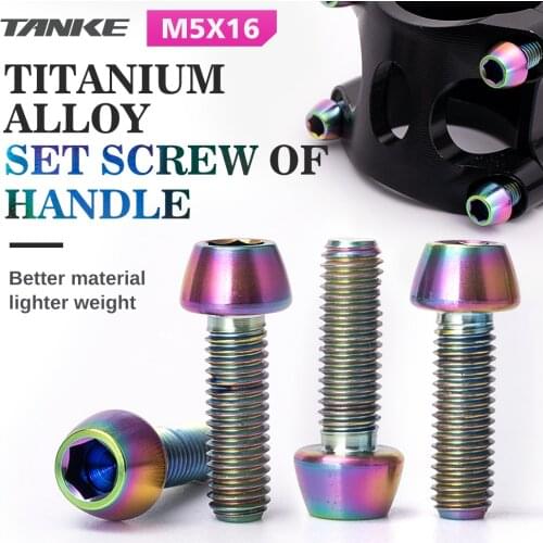 TANKE 6pcs Titanium Alloy Handlebar Stem Fixing Bolts M5x16 bicycle handle Screws Road Mountain Bike stem bolts cycling accessor