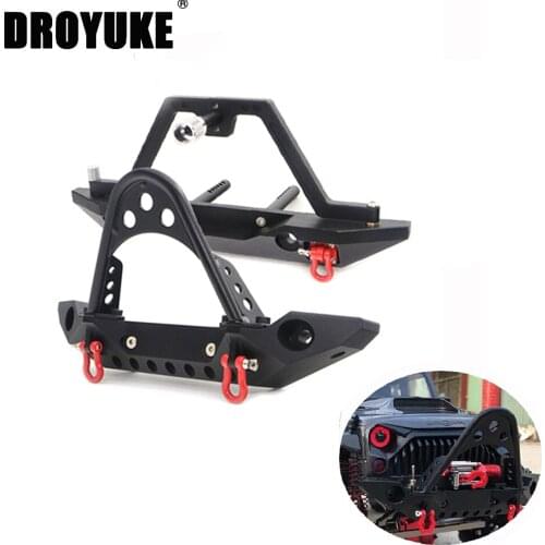 Droyuke Aluminum Front Rear Bumper Bull Bar W/ Spare Tire Carrier For 1:10 Axial SCX10 JEEP SCX10 II 90046 90047 TRX-4 RC Car