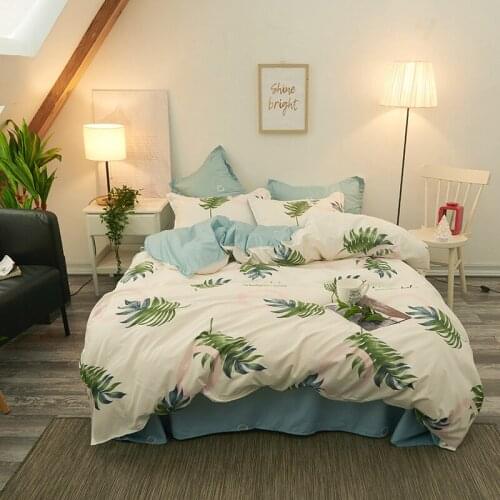 White Leaf Fashion Comforter Bedding Set Blue Elegant Double Sided King Queen Full Single Size Duvet Cover Sheet Pillowcase