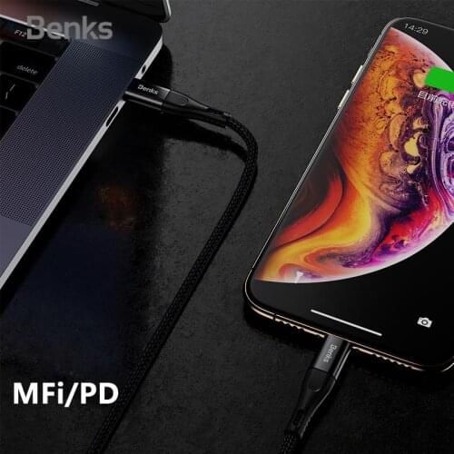 Benks Type-C MFi Charger Cable PD Fast Charging Data Cable For iPhone12 Mini 12 11 Pro Max X xs xr max 8 7 6 plus iPad pro air