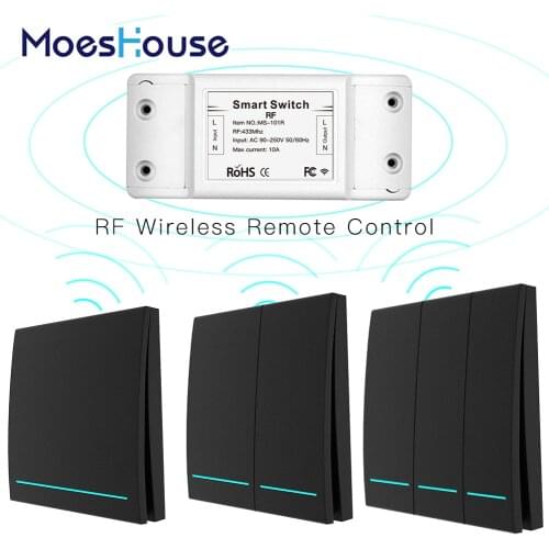 433Mhz Wireless Smart Switch RF Remote Control Receiver Push Button Controller Wall Panel Transmitter,2 way/3 way Multi-Control