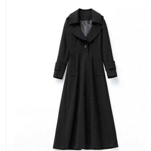 Black Outerwear 4Xl 5Xl Plus Size Trench Coat Women 2021 New Autumn Long Windbreaker Female Army Green