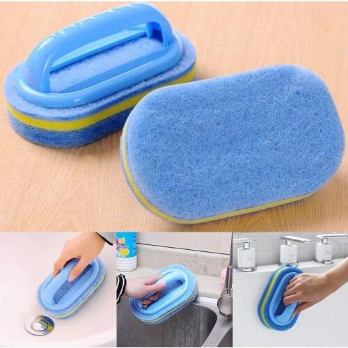 Clean Brush Sponge Toilet Glass Wall Cleaning Bath Brush Plastic Handle Wash Ceramic Pot Accessories Kitchen Cleaning Brush 1PC