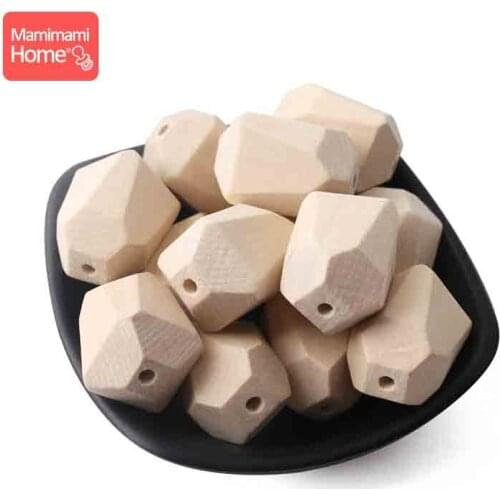 Mamihome Wooden Teether Beads 5pcs Baby DIY Necklace Teether Accessories Beech Multifaceted Bead BPA Free NewBorn Present Toy