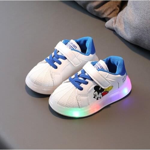 Mickey Mouse Children Glowing Shoes Kids LED Sneakers With Light Girls Casual Baby Boys Shoes