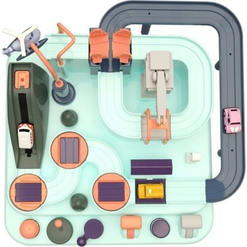 Baby Shining Education Railcar Toy Eco-friendly Baby Adventure Toy Track Car Macaron Color Table Games Boy and Girl Puzzle Toys