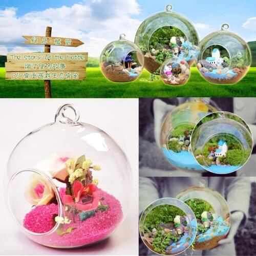 Home Use Diameter 8cm Hanging Glass Flowers Plant Vase Stand Terrarium Container Handmade craft Gift Wedding Decor