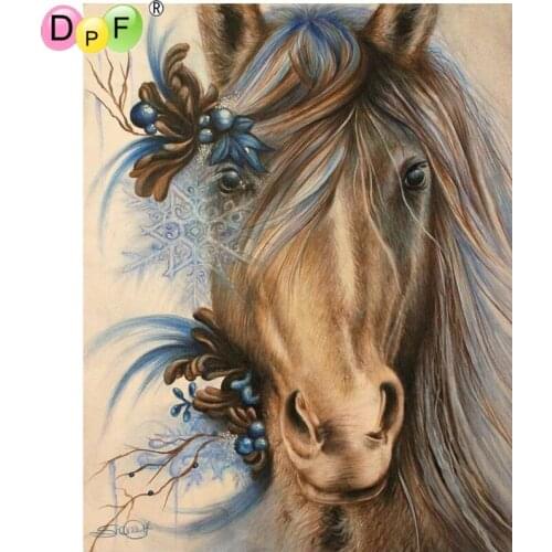 DPF DIY Snow horse 5D diamond embroidery home decor diamond mosaic kit square crafts wall painting diamond painting cross stitch