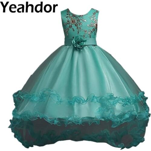 Elegant Girls Clothes Flower Girls Dress Children Embroidered Dresses First Communion Pageant Wedding Party Dress Kids Vestidos