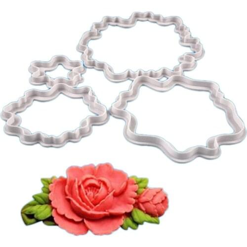 Peony Flower Biscuits Cutting Mold Diy Cookie Cutter Set Plastic Cake Mold Creative Baking Utensils Fondant Decorating Moulds