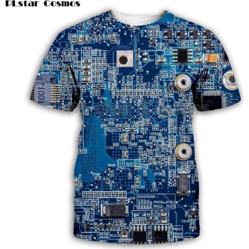 PLstar Cosmos Electronic chip Hip Hop tshirt Men/women 3d machine print t-shirts Summer short sleeve tee Top Harajuku Punk Style