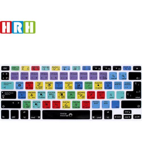 HRH Photoshop PS Spanish Hotkey Shortcuts Silicone Keyboard Cover Protector Keypad Skin For Mac Air Pro Retina 13"15"EU/US