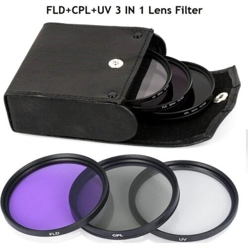 New 52MM-77MM UV Lens +CPL Lens+FLD Lens 3 in 1 Lens Filter Set with Bag for Cannon Nikon Sony Pentax Camera Lens photography