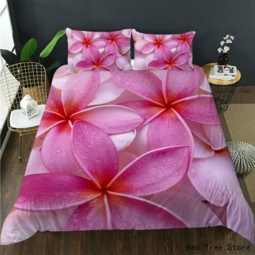 Pink Flowers 3D Print Bedding Set Floral Pattern Duvet Cover Set for Girl Adult Couple Bedlines & Pillowcase Single Double Size