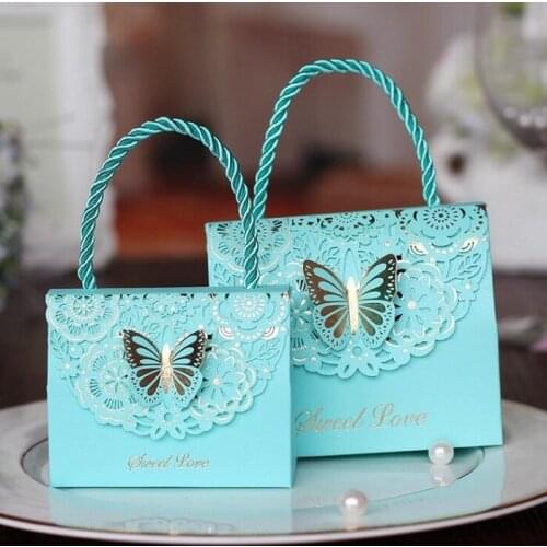 Candy box bag chocolate paper gift package for Birthday Wedding Party favor Decor supplies DIY handbag butterfly design