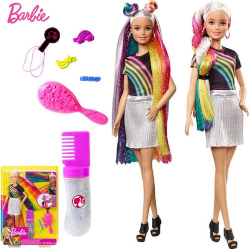 Barbie Fashionistas Rainbow Sparkle Hair Doll with Accessories and Clothes Barbie Brinquedos Fashion Girl Toys Boneca for Girls