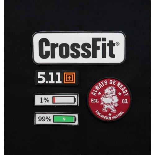 Fashion 5Pcs/Set PVC Patch Military Tactics 511 CrossFit Battery Symbol Red Eagle Waterproof Badge Embroidered Jacket Applique