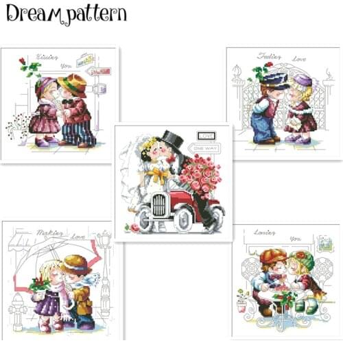 Kissing you lovers cross stitch package cartoon people 18ct 14ct 11ct cloth cotton thread embroidery DIY handmade needlework
