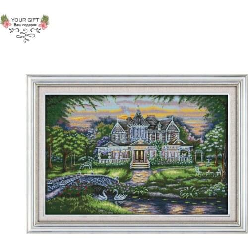 Joy Sunday F849 Free Shipping 14CT 11CT Counted and Stamped Home Decor The Manor Needlepoints Embroidery DIY Cross Stitch Kits