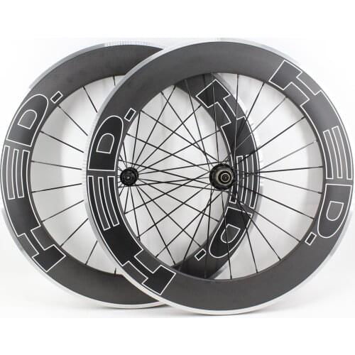 Newest 700C 80mm Road bike Matt 3K carbon fibre wheelset Carbon Bicycle clincher rims with alloy brake surface Free shipping