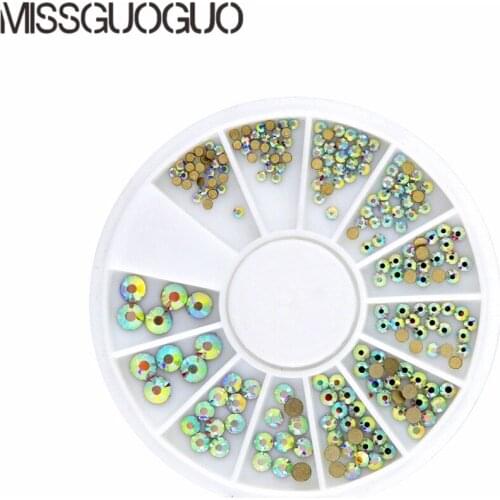 New Arrival 210pcs/pack Gradient Stones Nail Multi Color Rhinestones Wheels Nail Art Glitter Rhinestones Nail Art Decoration