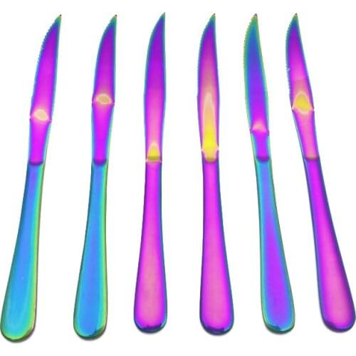 Stainless Steel Knife Steak Knife Set Chopper Rainbow Sword Polished Tableware Restaurant Cutlery Western Food Knife 6pcs/set