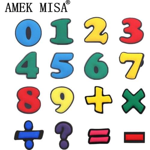 Single Sale 1pcs Color Numeral PVC Shoe Charms Decoration Mathematics Symbol Garden Shoe Accessories for croc jibz Kids Gift