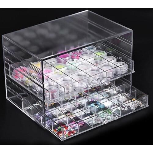5 Layers Nail Accessories Storage Box Cosmetic Storage Acrylic Organizer Jewelry Transparent Display Rack Plastic Drawer Box
