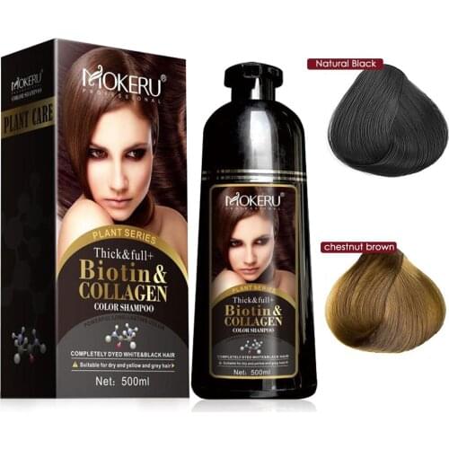Mokeru Organic Natural Fast Hair Dye 500ML Plant Essence Black Hair Color Dye Shampoo For Cover Gray White Hair