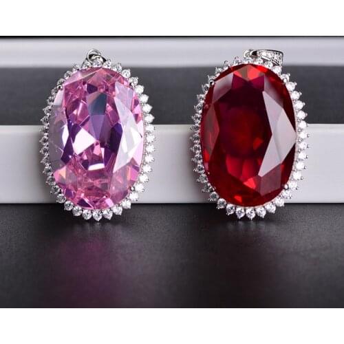 QTT Vintage Womens Dazzling Eggs Crystal Pendants Necklace 925 Sterling Silver Neck Chains Female Wedding Luxury Jewelry 2021