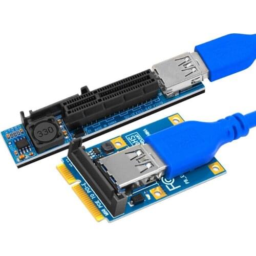 Riser Mini PCI-E to PCI Express X4 Riser Card Extender Card Adapter 15Pin SATA Power Connector with USB3.0 Cable Extension Cable