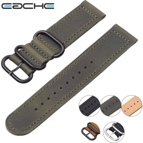 EACHE Two Parts ZULU Natural Leather Watch Band 20mm 22mm 24mm