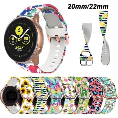 20mm 22mm Silicone Printing Band for Samsung Galaxy watch 3 46mm 42mm active 2 40mm 44mm Gear S3 bracelet Huawei GT2 Pro strap