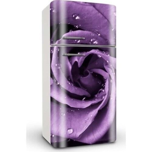 3D Moden Purple Rose stone Art SelfAdhesive Refrigerator Sticker Fridge Door Cover Wallpaper 60x150cm 60x180cm 100x180cm