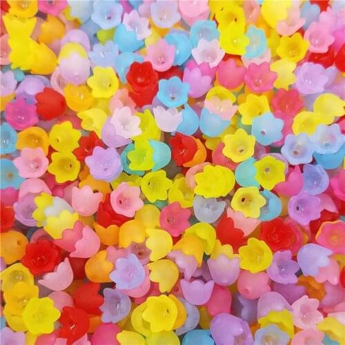 100Pcs Six Petals Flower Beads Caps for Jewelry Making Spacer Beads Transparent Frosted Accessories DIY Supplies New Wholesale