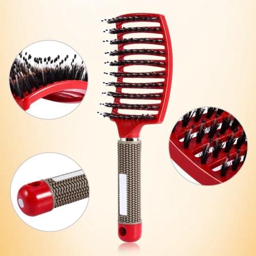 Hair Brush Scalp Massage Comb Nylon Hairbrush Rubber Handle Salon Hairdressing Hairdresser Tool Wet Curly Detangle Hair Brush